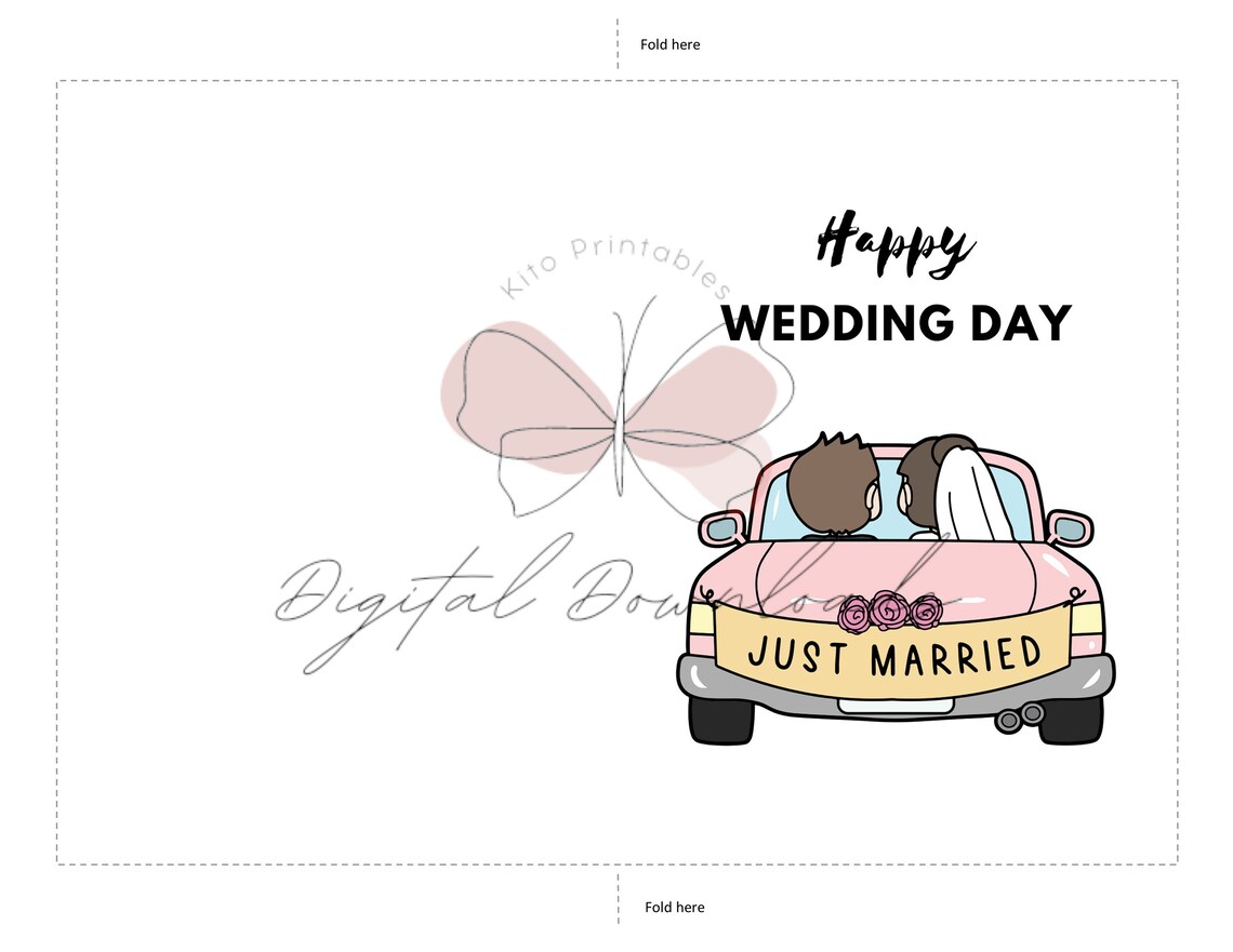 Printable Wedding Card, Printable Wedding Card, Just Married Card ...