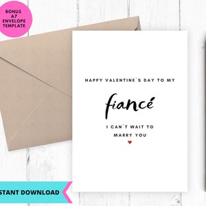 Carte d'amour imprimable, carte Je t'aime, carte de Saint-Valentin pour fiancé, téléchargement immédiat, imprimable, numérique, pdf