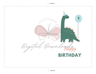 Biglietto Primo Compleanno Con Dinosauro E Palloncini – 150x150 Mm, FSC, Per Bambino O Bambina, Vecchia Inghilterra
