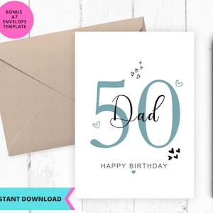 Geburtstagskarte zum 50. Geburtstag, Karte für Papa, Karte zum 50.Geburtstag, Karte für Papa, 50