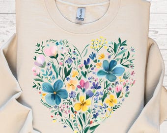 Floral Heart PNG: Wildflower Clipart, Spring Design (Instant Download)