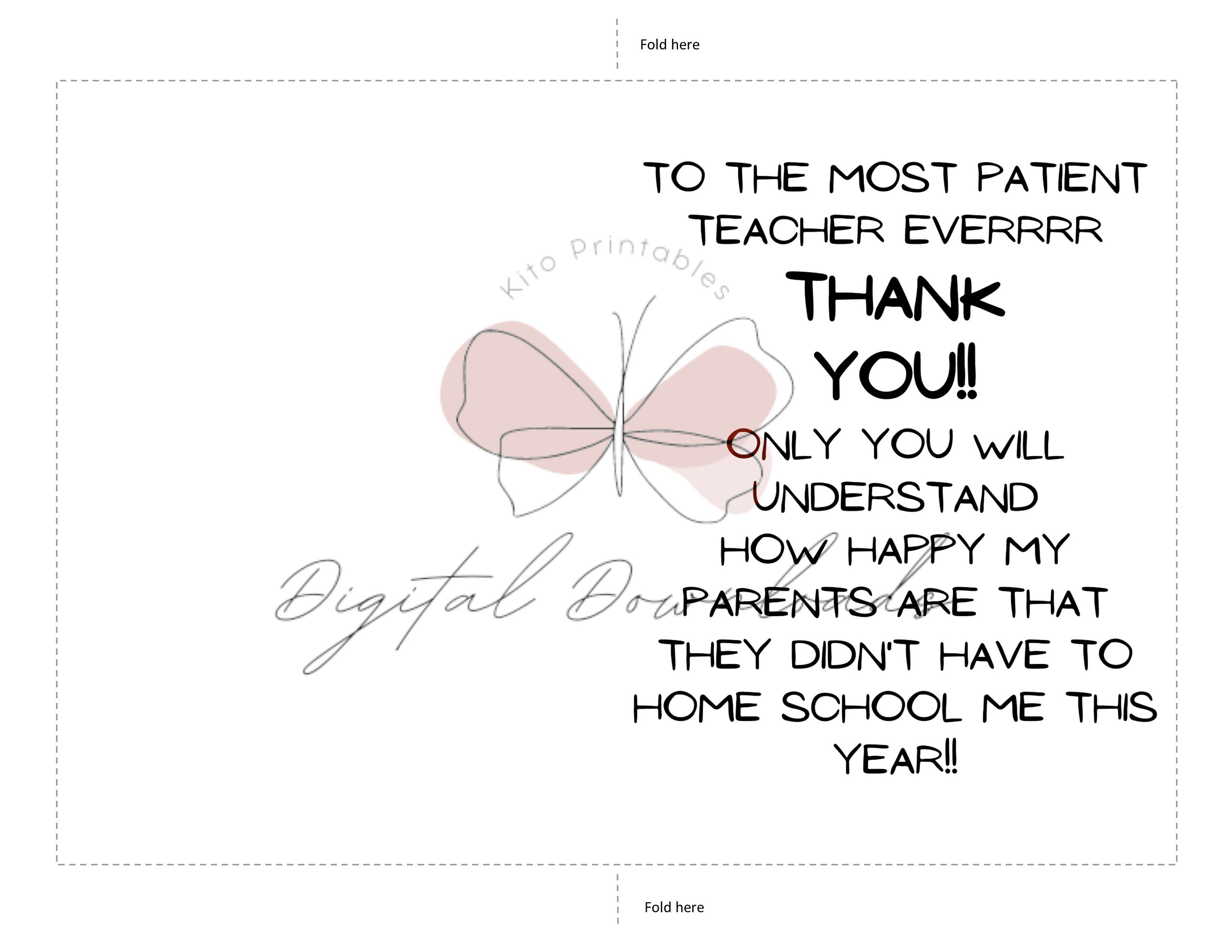 Printable Teacher Card, Thank You Teacher Card, Fabulous Teacher Card