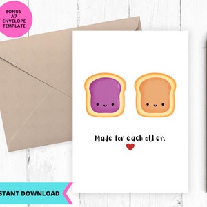 Erdnussbutter und Marmelade Karte, Liebe Karte, Erdnussbutter und Marmelade Karte, Sofort Download, Printable, Digital, pdf