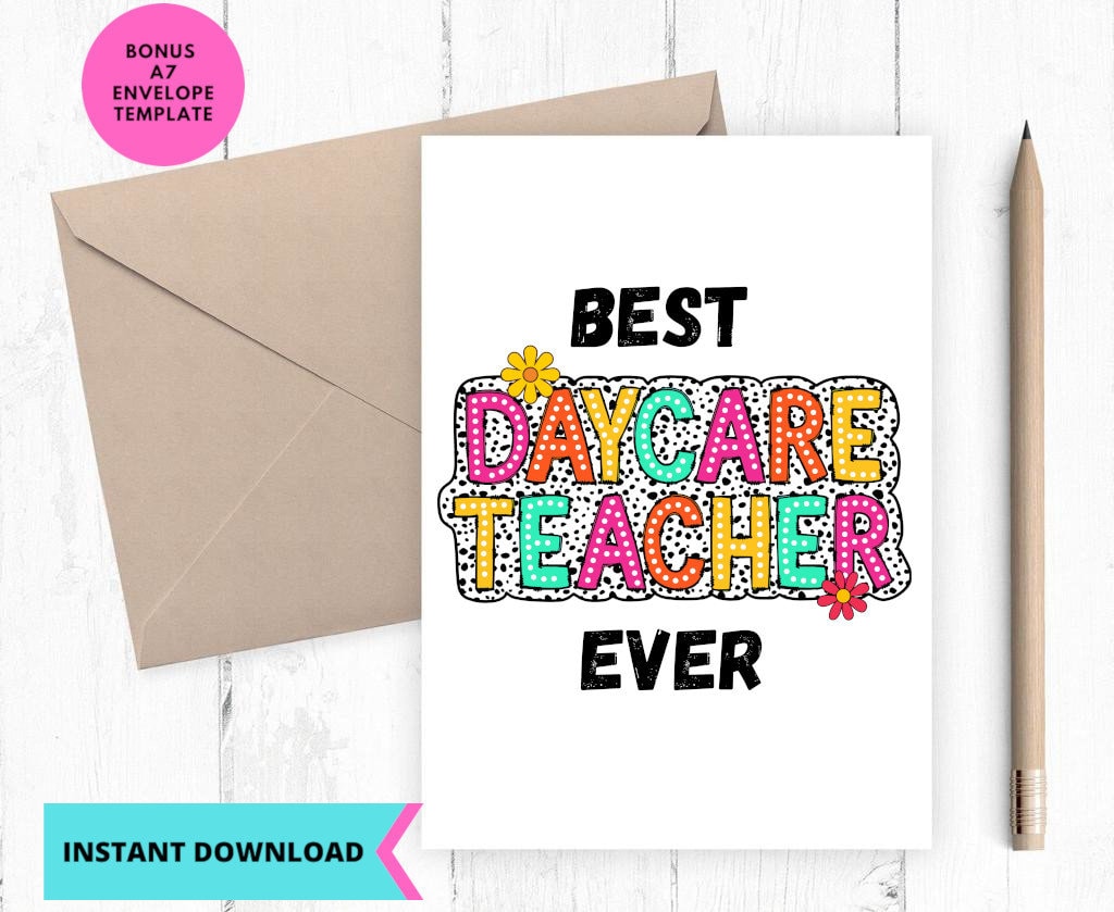 Printable Daycare Teacher Appreciation Card, End of the Year School ...