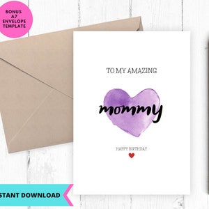 Cartão de aniversário para a MÃE para imprimir, Cartão de aniversário para a mamãe, , Cartão de felicitações, Para imprimir, Digital, Baixar