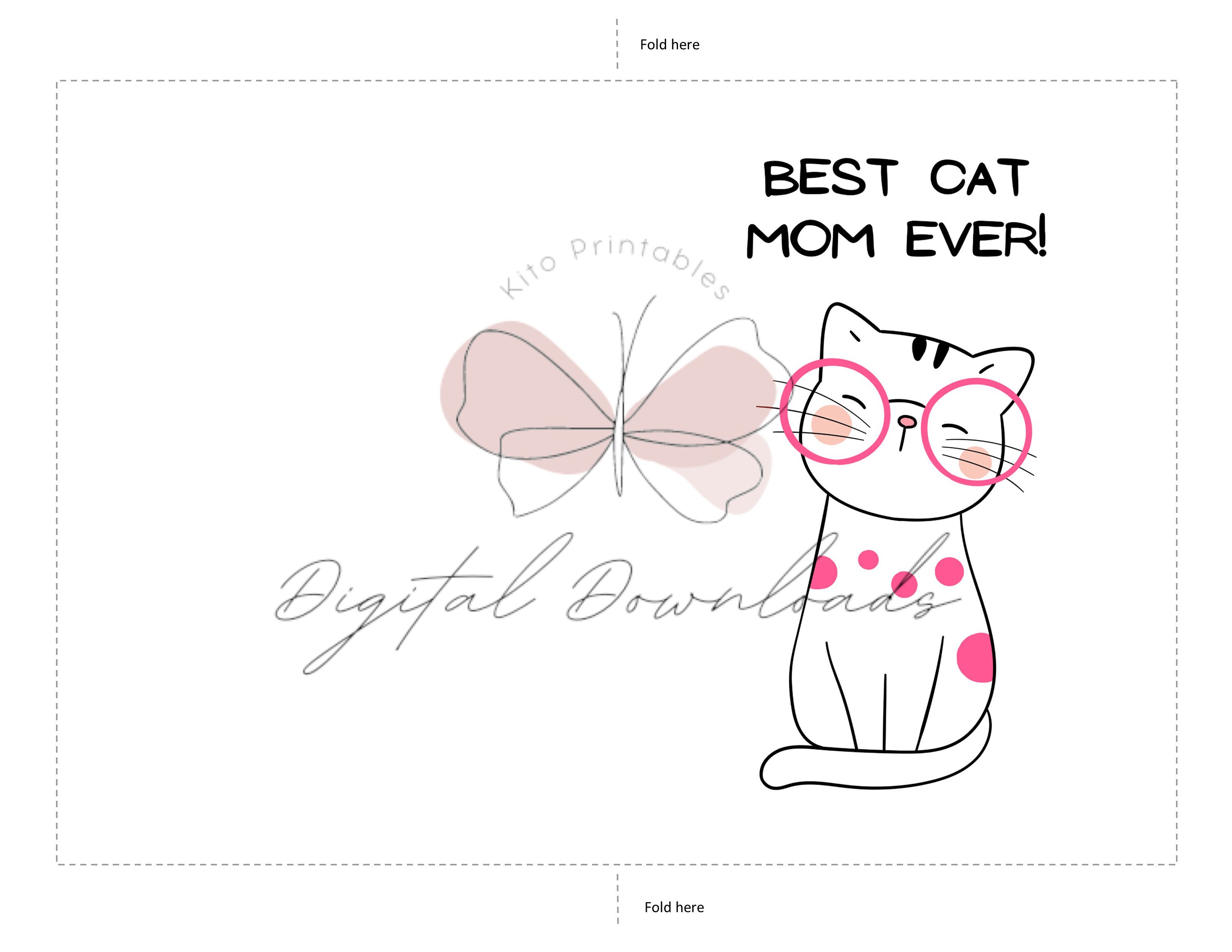 Printable Card, Cute Mothers Day Card, Happy Mothers Day, Best Cat Mom ...