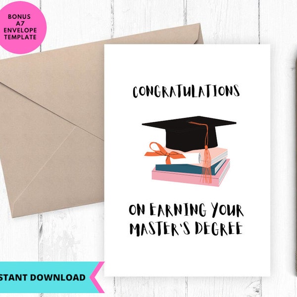 Printable Funny Graduation Card, Graduated card, Masters Degree, instant download, Printable, Digital, pdf