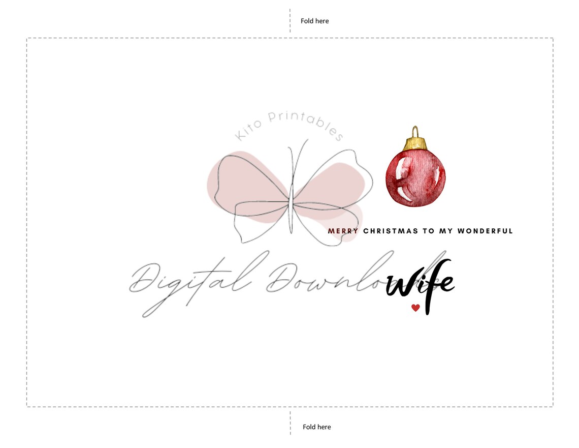 Printable Christmas Card, for Wife Christmas Card, Instant Download, Printable, Digital, Pdf - Etsy