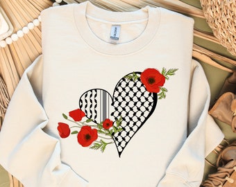 Palestine Kufiya Map PNG: Poppy Flowers, T-Shirt Sublimation (Digital Download)