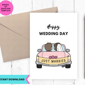 Carte de mariage imprimable, carte de mariage imprimable, carte Just Married, drôle, carte de mariage heureux, imprimable, numérique, téléchargement