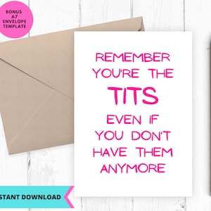 Tarjeta de condolencias para imprimir, tarjeta de cáncer de mama, tarjeta "Eres la teta", descarga instantánea, imprimible, digital, pdf