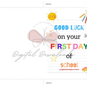 Printable First Day of School Card, Good Luck School Card, Instant ...