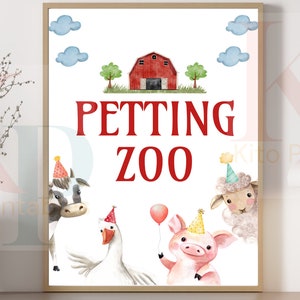 Petting Zoo Sign Farm Party Barn Animals Birthday Sign Instant Download PRINTABLE 003
