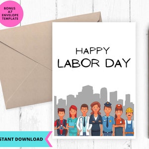 Printable Labor Day Card, Happy labor day card, instant download, Printable, Digital, pdf