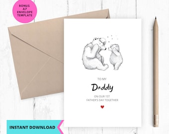 Printable Card, Funny Fathers Day Card, FIRST FATHERS DAY, Greeting Card, Printable, Digital, Download