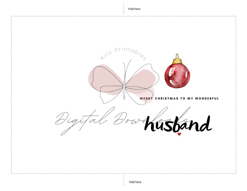 Printable Christmas Card, for Husband Christmas Card, Instant Download ...