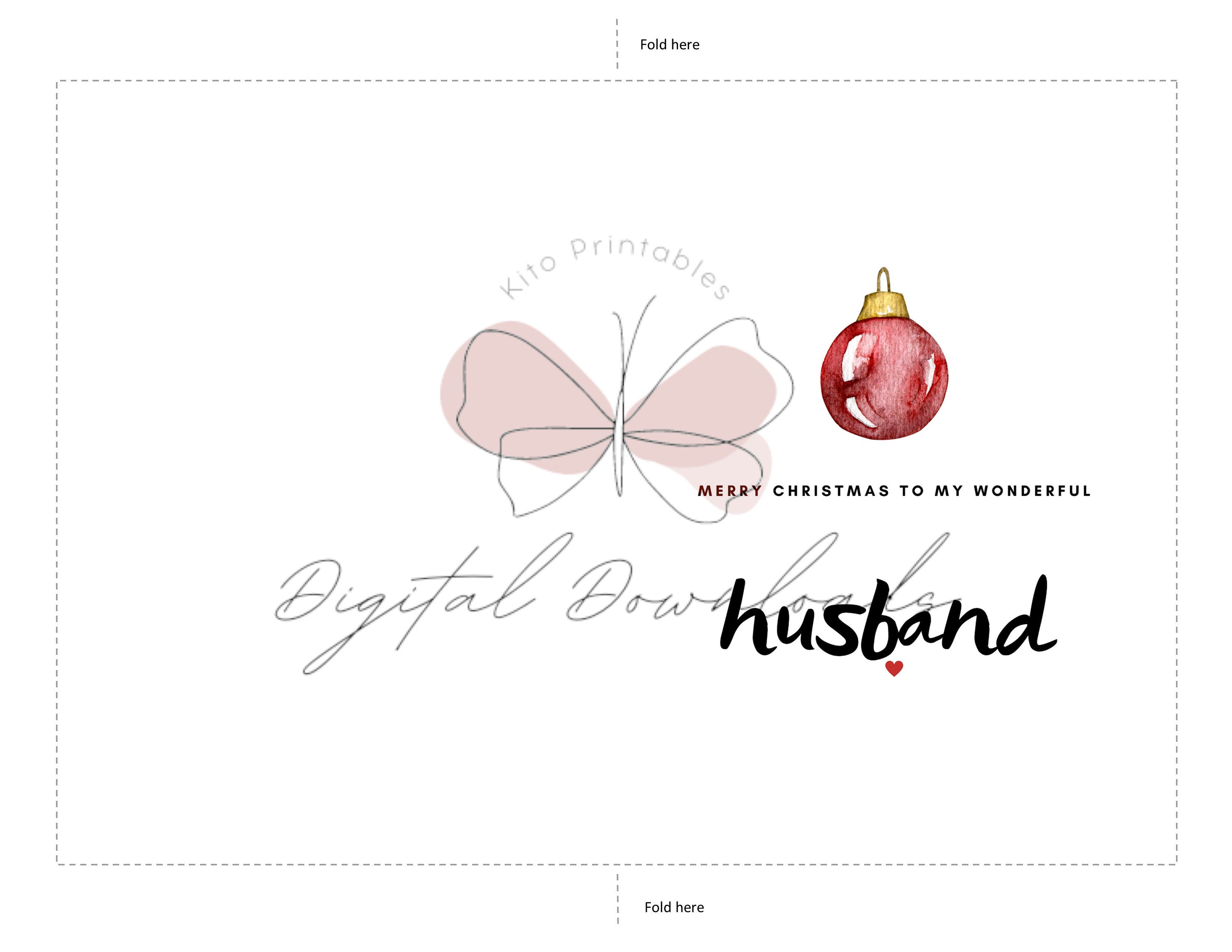 Printable Christmas Card, for Husband Christmas Card, Instant Download ...