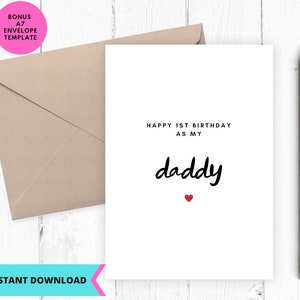 Tarjeta de cumpleaños para papá imprimible, tarjeta de primer cumpleaños para papá, tarjeta de felicitación, imprimible, digital, descarga
