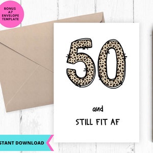 Afdrukbare verjaardagskaart, 50e verjaardagskaart, past nog steeds als af, vijftigste verjaardag, 50 jaar, papa, grappige kaart, afdrukbaar, digitaal, download