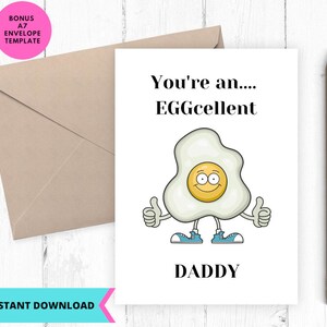 Printable Card, Funny Fathers Day Card,  Eggcellent Dad, Greeting Card, Printable, Digital, Download