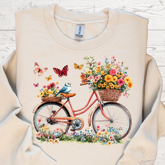 Floral Bicycle PNG: Spring Sublimation Design (Digital DTF)