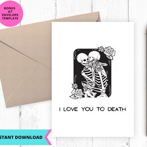 Druckbare Halloween Karte, liebe dich bis zum Tod, sofort Download, bedruckbar, Digital, pdf