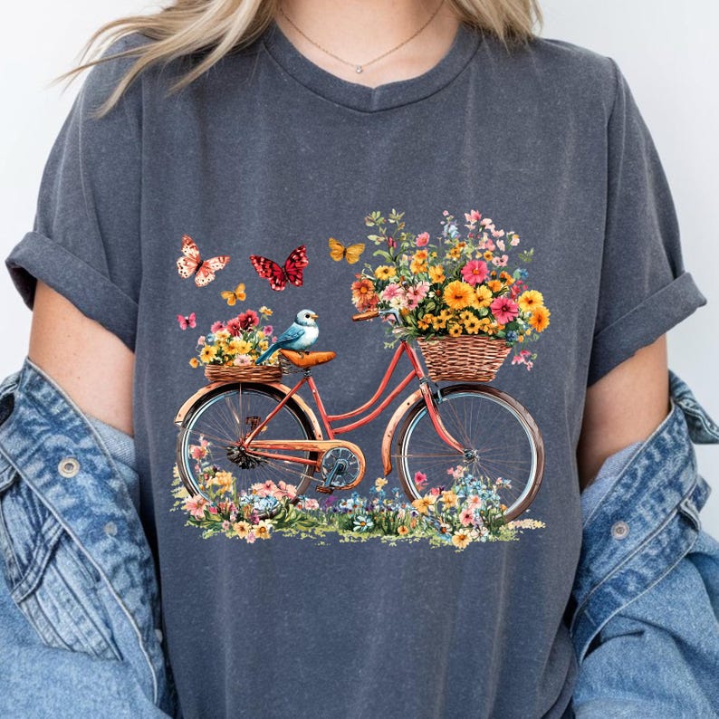 Bicycle PNG  | Floral Bicycle sublimation | Spring Sublimation | Floral Bike T-shirt | For biking Lovers, digital DTF
