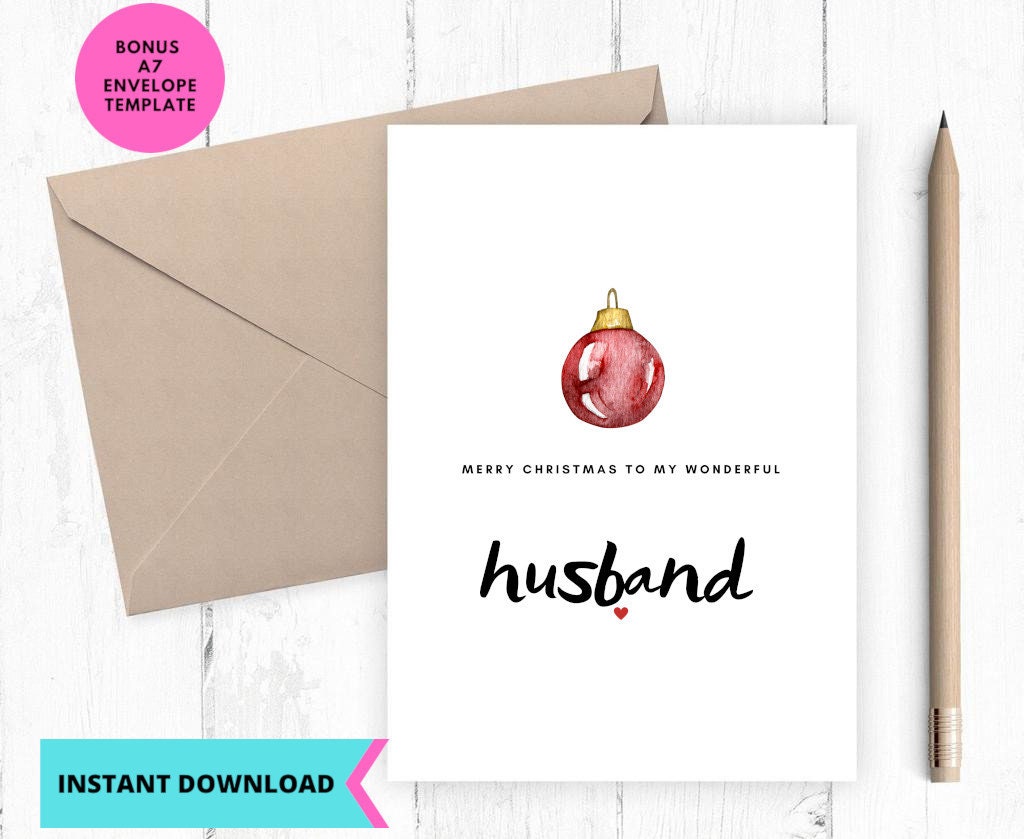 christmas card for husband: watercolor ornament (pdf) - etsy
