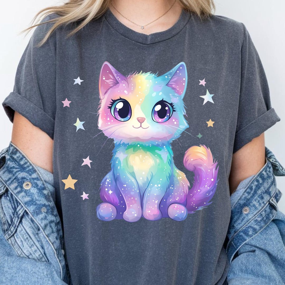 Pastel Rainbow Cat PNG: Sparkly Kawaii Clipart (digital Download) - Etsy