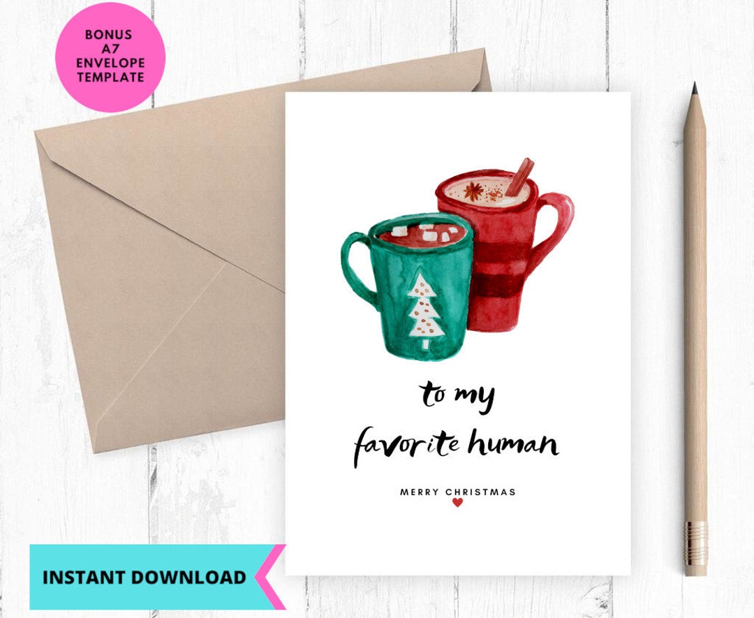 Printable Christmas Card, Merry Christmas Card, Instant Download ...