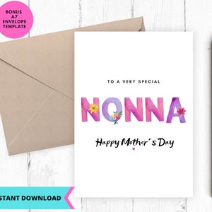 Cartão para o dia das mães para imprimir, cartão para a avó, para a Nonna, cartão digital para a tia, para imprimir, digital, para baixar, presente para a avó