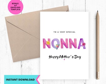 Printable Mothers Day Card for Grandma, Nonna, Aunt (Digital Download)