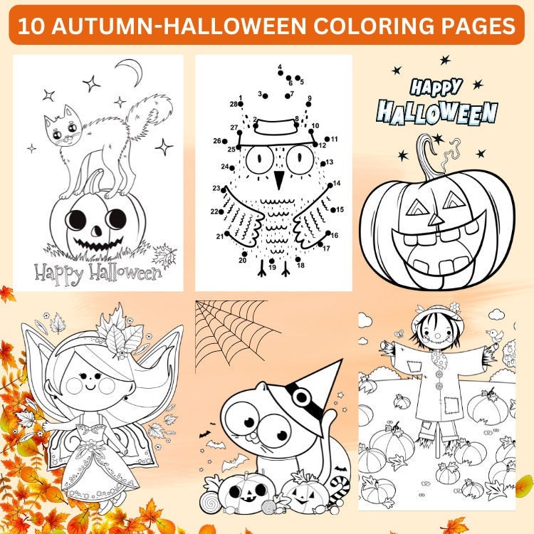 Fall Coloring Pages Autumn Coloring Book for Kids Fall Leaf - Etsy