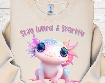 Ajolote arcoíris pastel PNG: Diseño de sublimación de anfibio con brillantina (descarga digital)