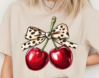 Cherry PNG: Kokette Schleife T-Shirt Design (Digitaler Download)