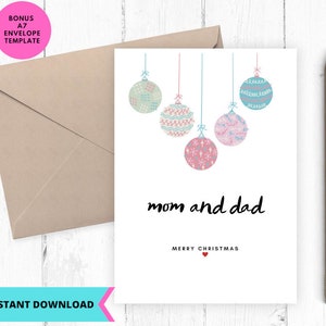 Druckbare Weihnachtskarte, Für Mutter Vater Weihnachtskarte, sofortiger Download, bedruckbar, Digital, pdf