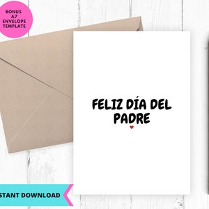 Printable Card, Spanish Fathers Day Card, Feliz dia del padre, Greeting Card, Printable, Digital, Download, digital fathers day card