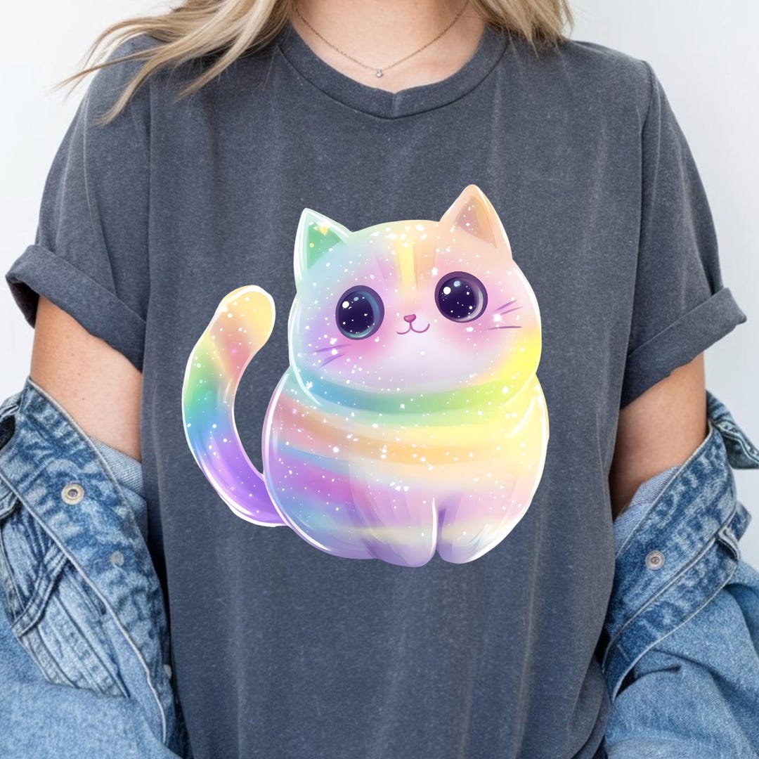 Rainbow Cat PNG: Kawaii Pastel Sublimation Design (digital Download) - Etsy