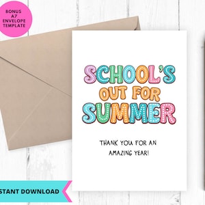 Afdrukbare lerarenkaart, lerarenkaart, kaart einde school, laatste dag van schoolkaart voor leraar, instant download, digitaal