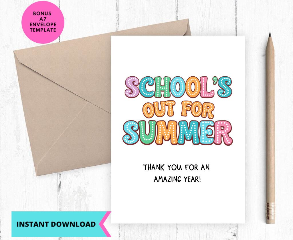 Printable Teacher Card, Teacher Appreciation Card, End of School Card ...