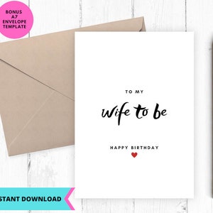 Carte d'anniversaire imprimable, belle carte d'anniversaire, future carte d'anniversaire de femme, téléchargement immédiat, imprimable, numérique, pdf
