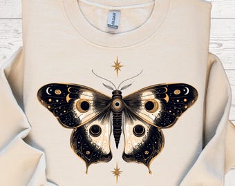 Celestial Moth PNG: Witchy Mond Sterne Insekt Design (Digitaler Download)