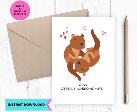 Printable Anniversary Card Cute Anniversary Card Otterly - Etsy