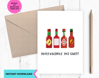 Hot Stuff Birthday Card: Spicy Chili Design (PDF)
