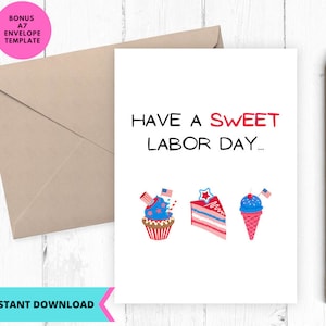 Printable Labor Day Card, Happy labor day card, US Flag Card, Patriotic USA, instant download, Printable, Digital, pdf