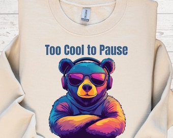 Chill Bear PNG Clipart: Lo-Fi Cartoon Design (Digital Download)