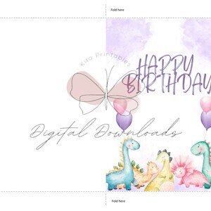 Printable Kids Birthday Card, Children Birthday Card, Dinosaur Birthday ...