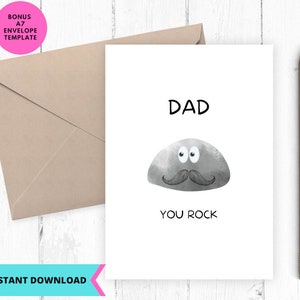 Carte imprimable, drôle de carte de fête des pères, vous rock papa, carte de voeux, imprimable, numérique, téléchargement