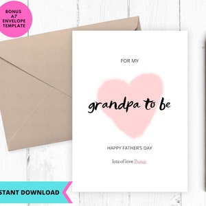 Biglietto stampabile, biglietto divertente per la festa del papà, biglietto di auguri per il futuro nonno, stampabile, digitale, scaricabile