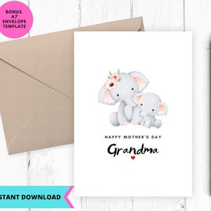 Tarjeta imprimible, Tarjeta del Día de la Madre como abuela, Tarjeta de abuela, Tarjeta de felicitación, Imprimible, Digital, Descargar copia